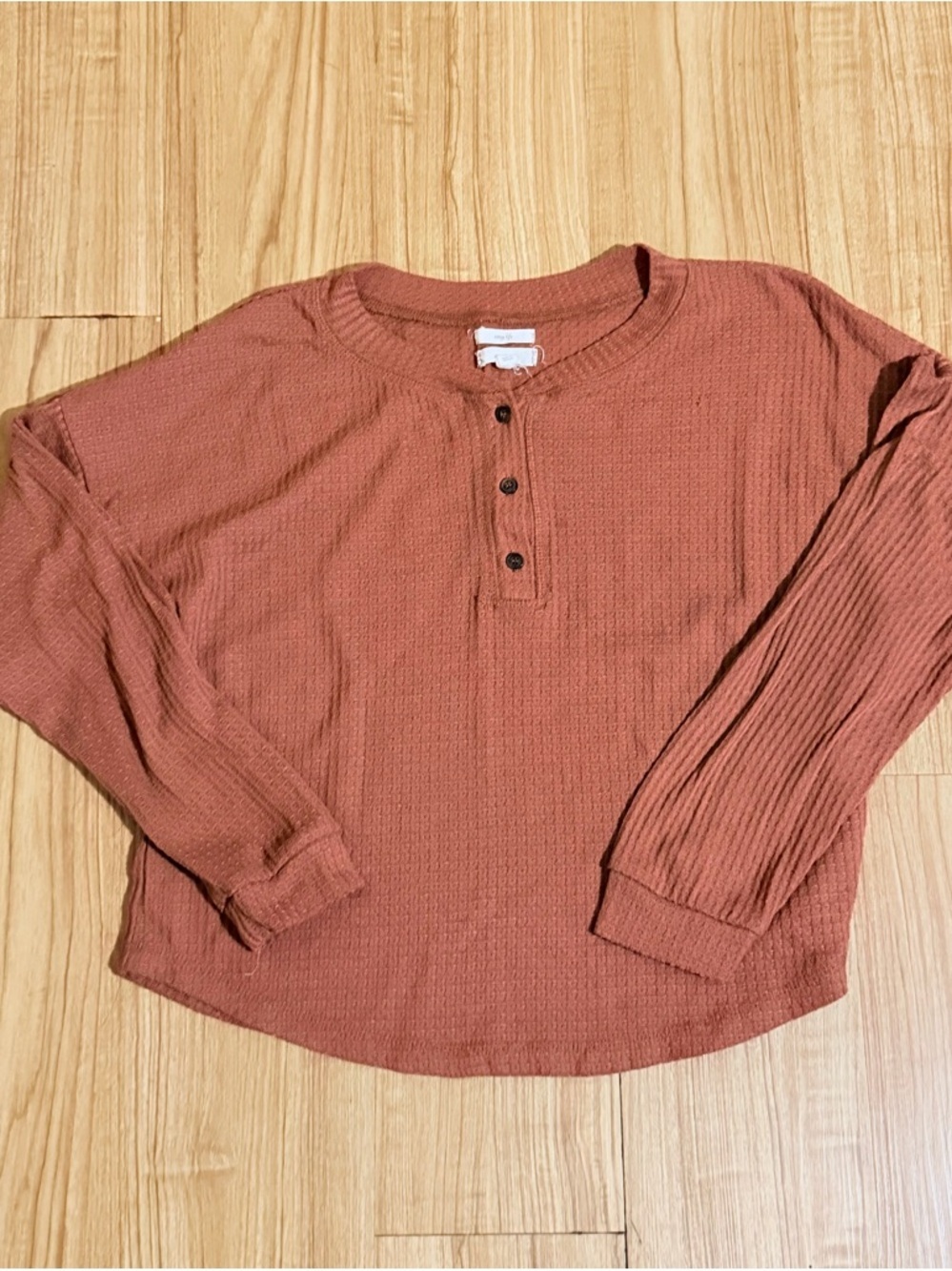 mine rust waffle knit pajama set - terracotta hue - Picture 2 of 10